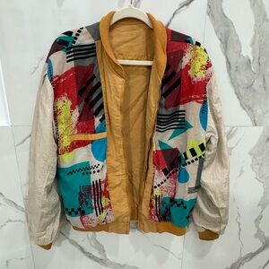 Vintage Perry Ellis Multicolor Abstract Reversible Jacket